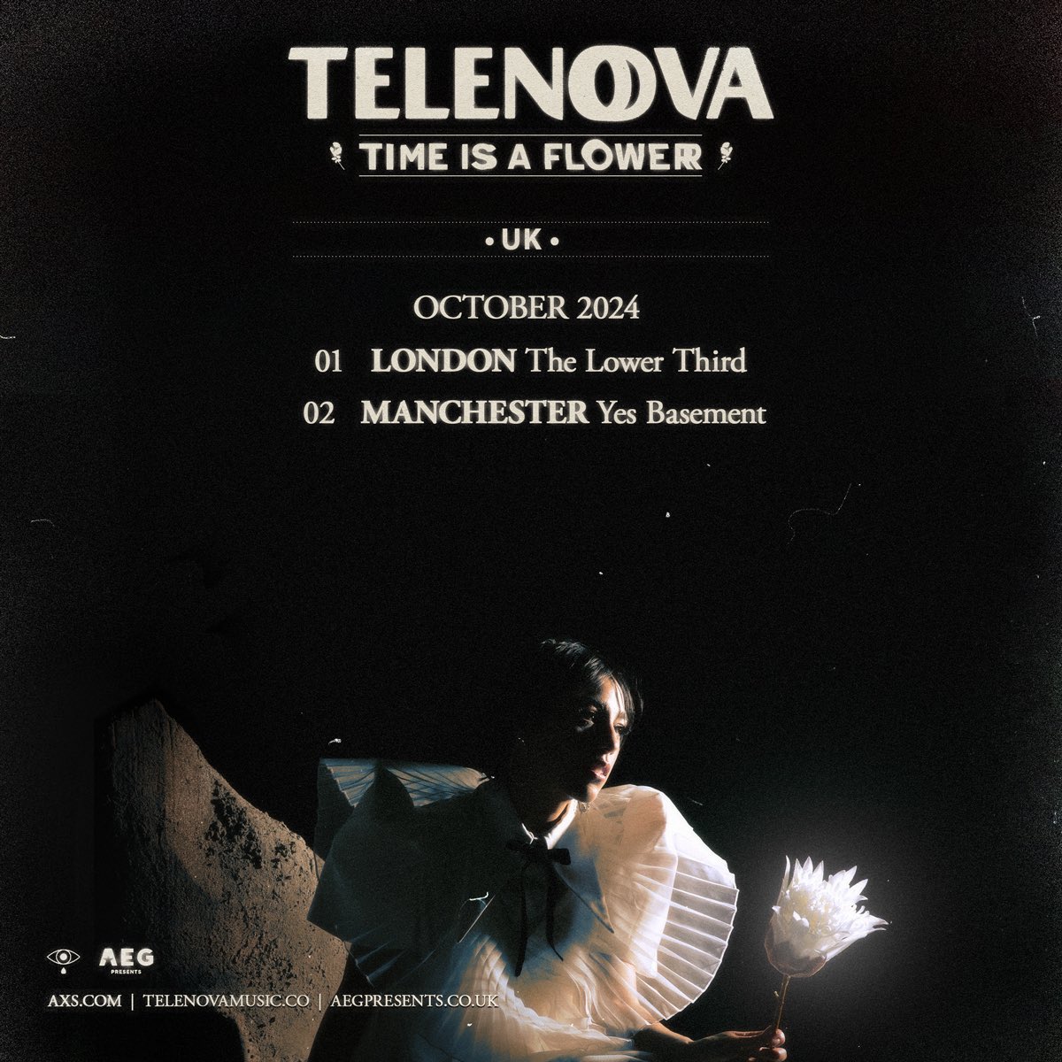 Just announced: @telenovamusic, 2nd October 2024 [The Basement] Exclusive YES pre sale available with the code ‘timeisaflower’ seetickets.com/event/telenova…