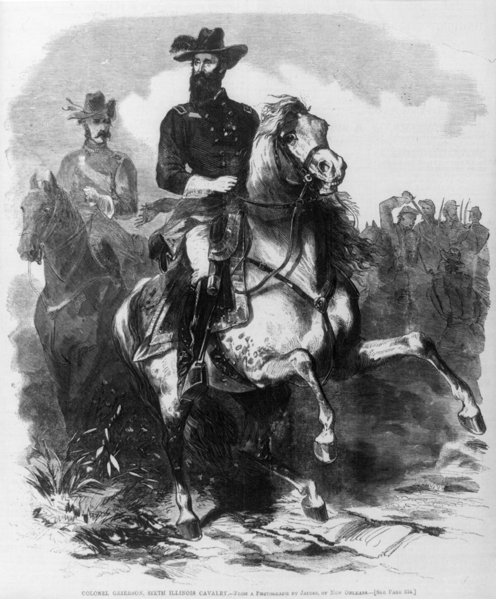 Grierson and his 1,700 horse troopers rode over 600 miles through hostile territory (from southern TN, through the state of MS and to Union-held Baton Rouge, LA), over routes no Union soldier had traveled before. 
#CavalryHistory #ArmyHistory #MilitaryHistory #Vicksburg @USArmy