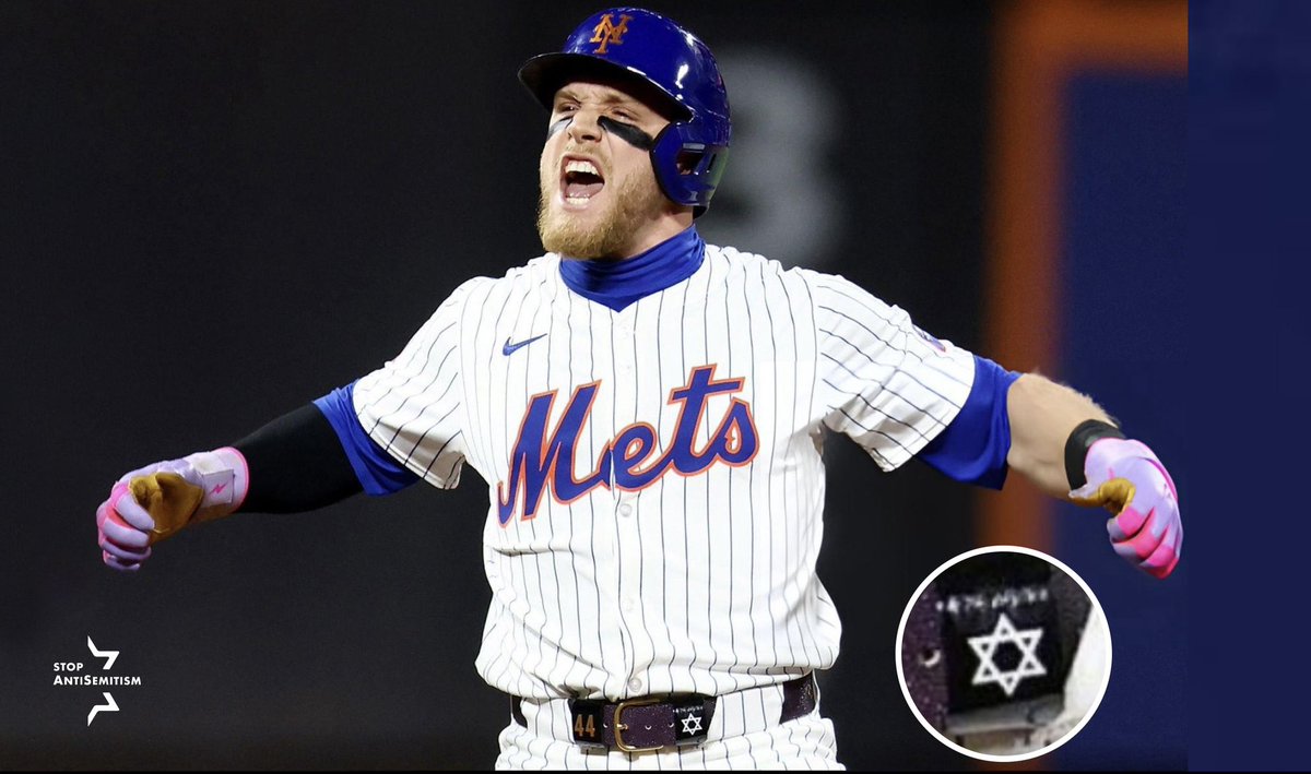 We interrupt our daily broadcasting of antisemitism to bring to you Harrison Bader, NY Mets ⚾️ star, who always wears his Star of David on his belt during games.

#JewishPride #AmIsraelChai 💙
