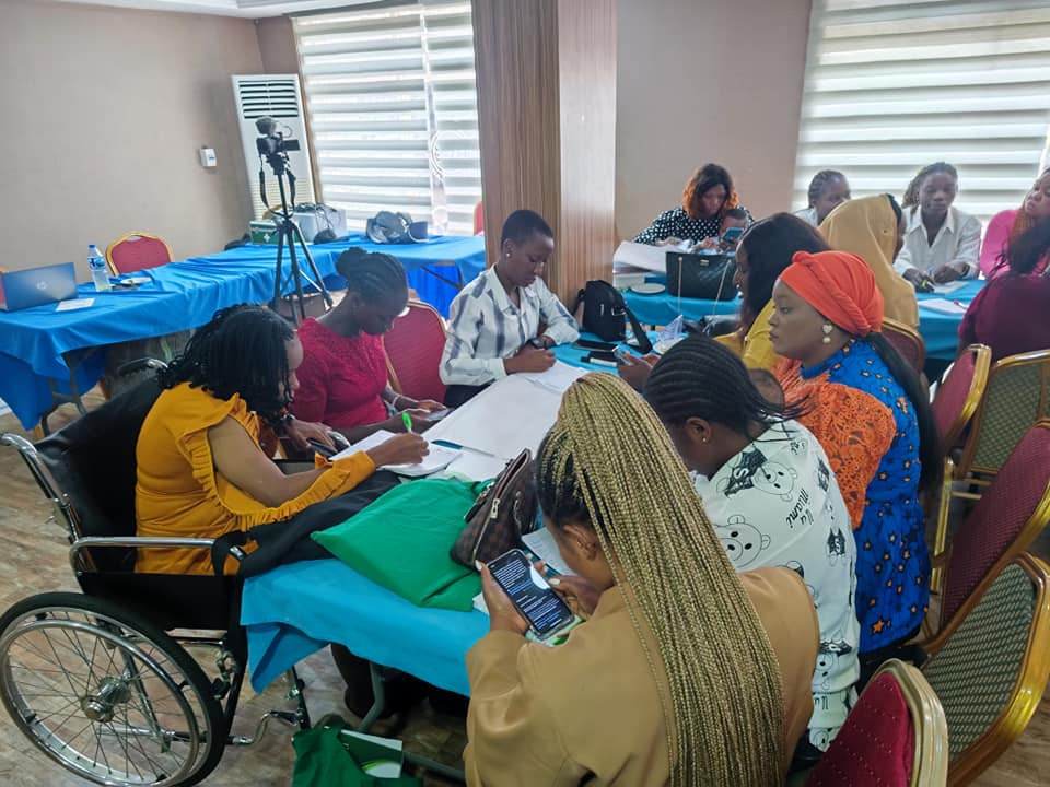 Ongoing group work exercise at the day two of the 3-Day Capacity Building & mentorship training for young women btw the age of 18 - 35 years cut across the 36 states and the FCT at the National Institute for Leadership & Ending Violence Against Women & Girls (NILEVAWG) in Abuja.