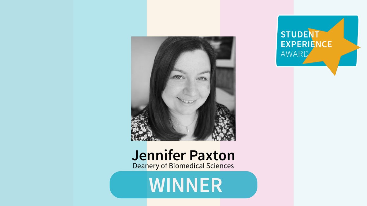 Now the Student Experience Award for an outstanding effort to deliver excellence to our students. Congratulations Jennifer Paxton for winning this category! Senior lecturer in anatomy she continues to lead the way in developing engaging approaches to anatomy teaching.