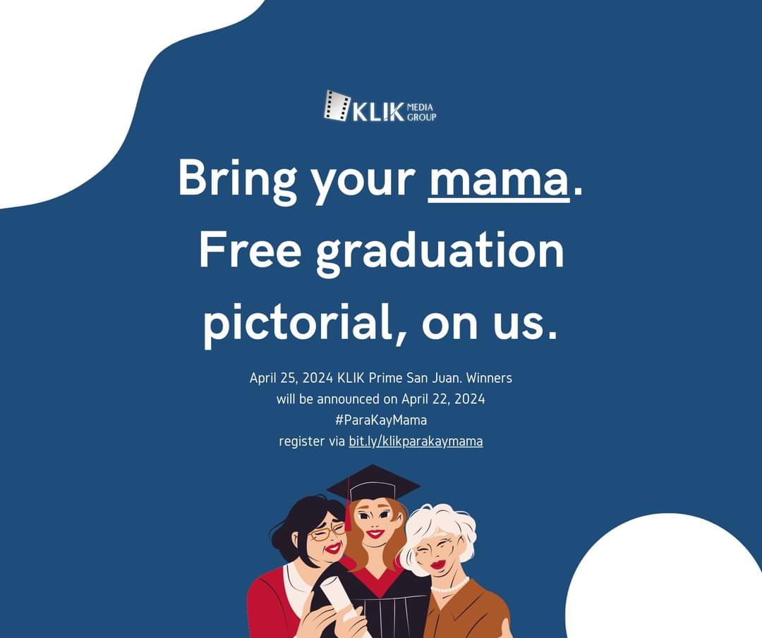 klikstudioph's tweet photo. In line with Mother's Day celebration, we will give away free photoshoot packages to select winners on April 25, 2024 at KLIK Prime San Juan.

Register today via https://t.co/PHjFcIDwnd at isama na si mama sa iyong gradpic!

#ParaKayMama #KLIKit https://t.co/xeT00Q6ysb
