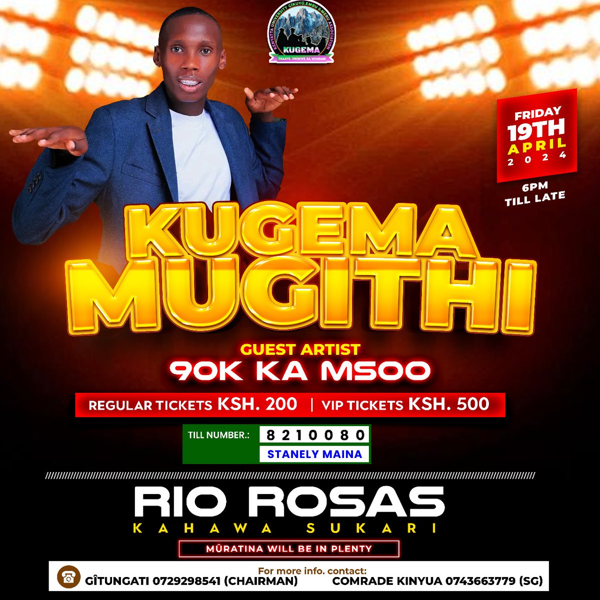 Gitungati58's tweet photo. The wait is over, big friends.

@kugema2022 Mûgithi Night is back by popular demand, &amp; this time, its going to be bigger, better, &amp; bolder than ever before.

Mark your calendars because it's not just news anymore, it's a promise. Let's meet on Friday and make lifetime memories. https://t.co/9eyOBb4vzj