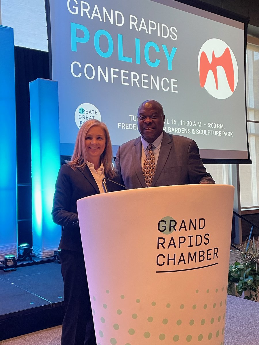 Thank you to the Grand Rapids Chamber @GRChamber
for inviting our center's director, Lisa Perhamus, and Executive Coach, Stan Greene, to speak on the power of civil discourse in our culture at the Grand Rapids Policy Conference! #gvsu #civildiscourse #DiagreeBetter