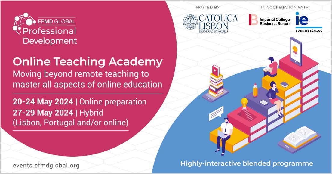 🍎Join us online & in Lisbon for the #EFMDota Online Teaching Academy with @ImperialBiz & @IEbusiness to master: ⭐Online & Blended Teaching 🍎Holistic Learning ⭐Course Design 🍎Assessments ⭐EdTech Tools 🍎Analytics ⭐& More! 🍎Info/Register: ╰┈➤bit.ly/20-29May