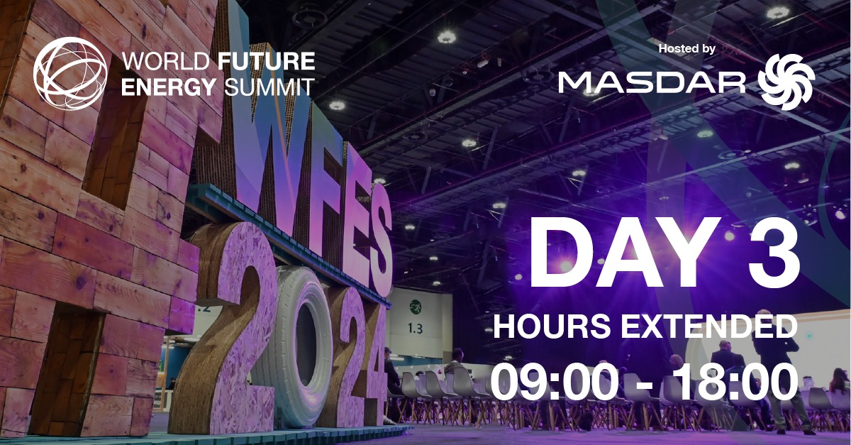 As the UAE returns to normal following the country’s extreme weather earlier this week, the third and final day of the World Future Energy Summit has been extended from 9 am – 6 pm to cater for larger than expected volumes of visitors. Register now: bit.ly/3HejKuU
