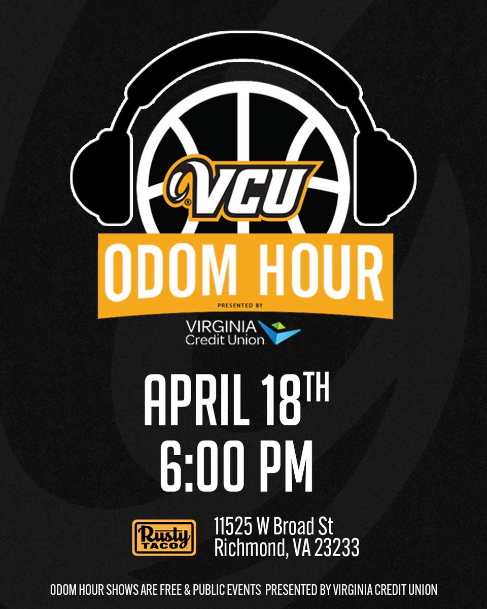 The Odom Hour returns Thursday at Rusty Taco in Short Pump! Join us! #LetsGoVCU