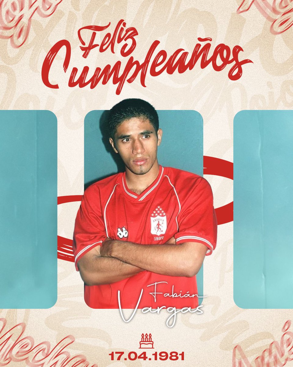 #CumpleañosEscarlata 🎈Felicitamos en su día a Fabián Vargas, quien levantó tres títulos de Liga y se consagró campeón de la Copa Merconorte de 1999 vistiendo la piel Escarlata. 🏆👹