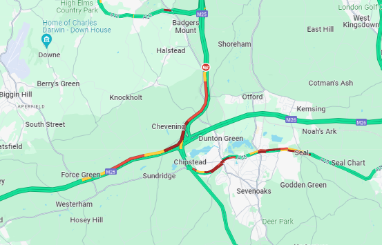 BBCSxSyTravel's tweet image. CLEARED BUT LONG DELAYS: #M25: One lane closed whilst a lorry has a tyre changed anticlockwise between J5 #M26 and J4 #Orpington