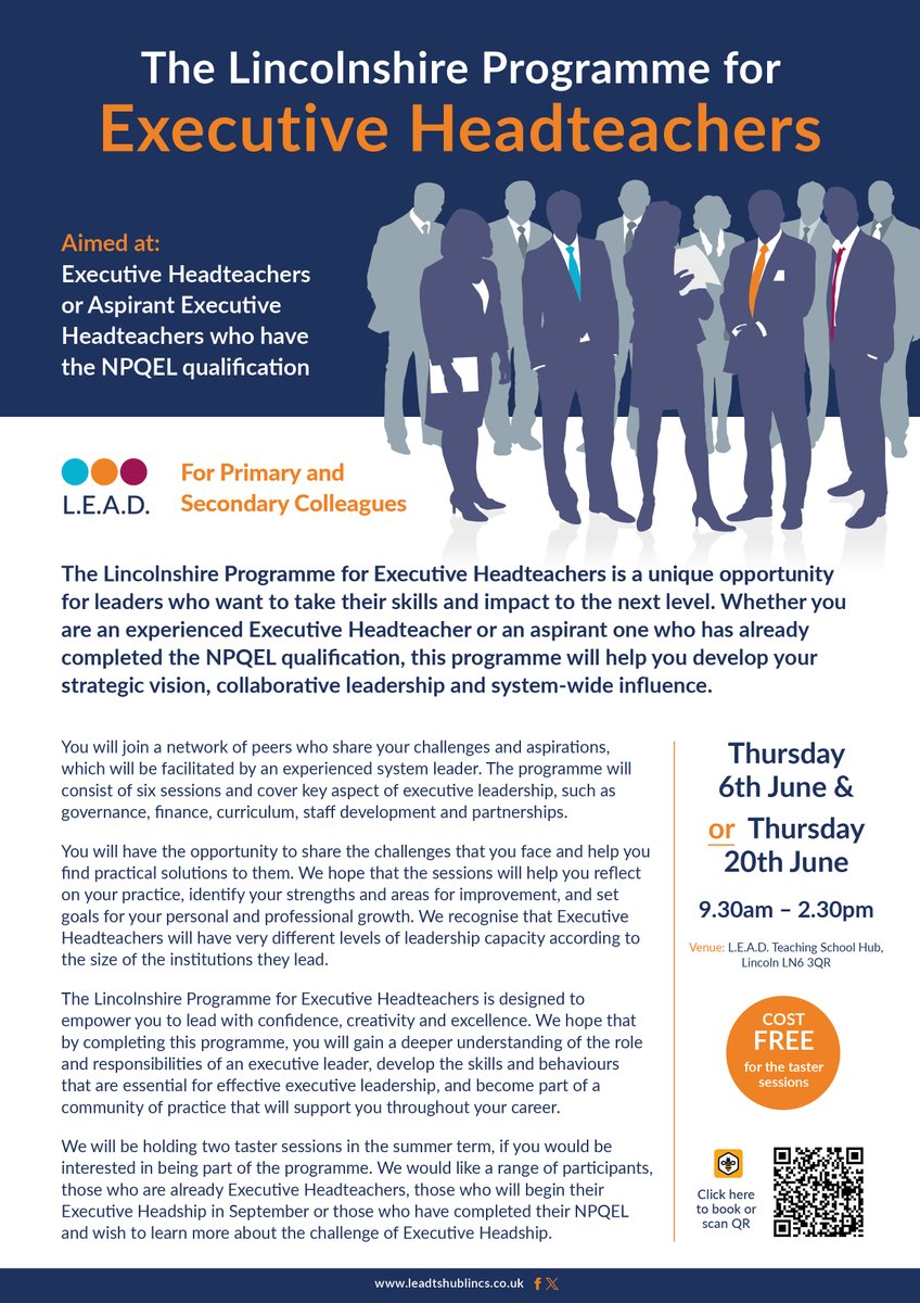 Executive Headteachers - Have you booked your FREE place on this programme? Do not miss the opportunity to join! event.bookitbee.com/47495/the-linc…