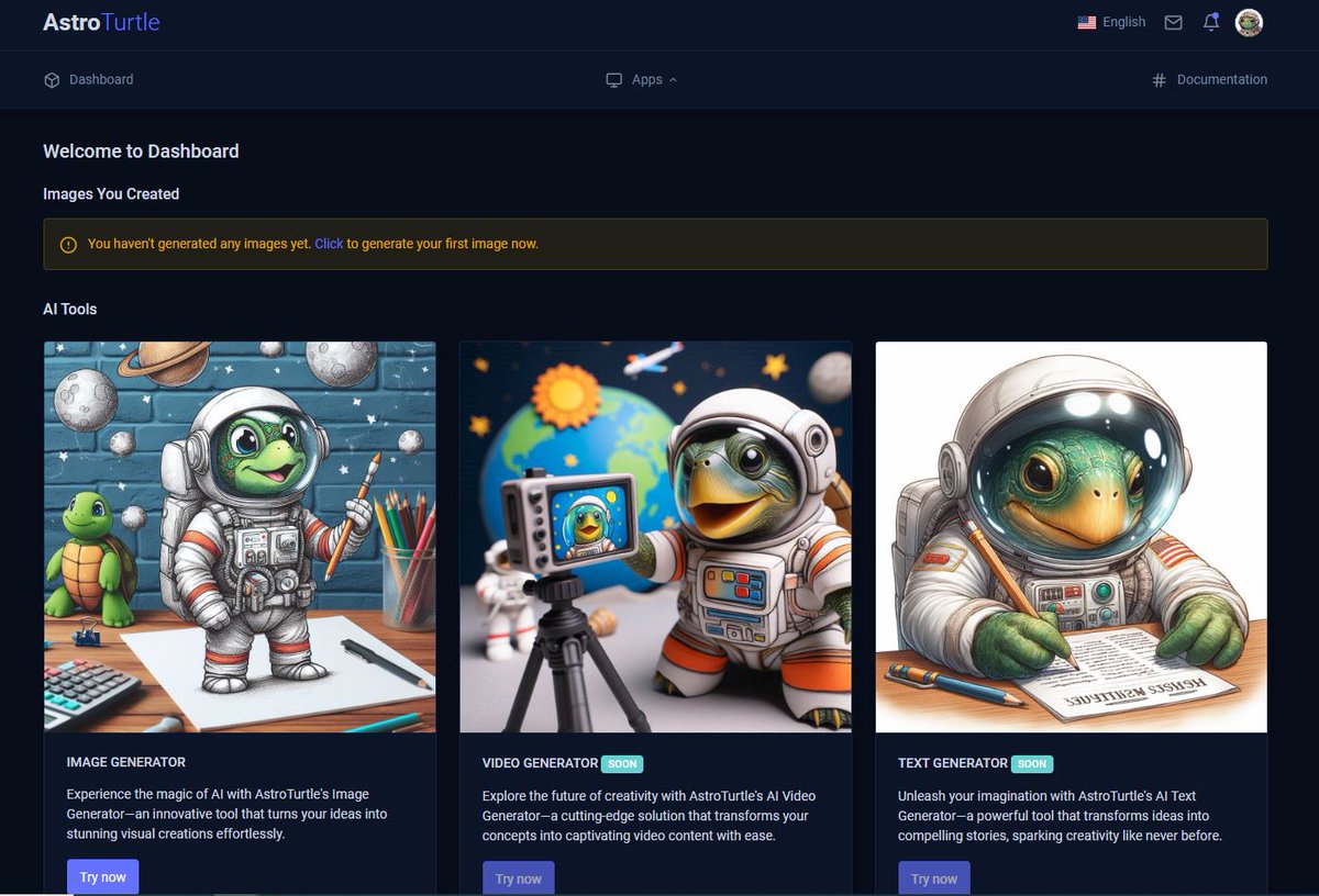 Hello AstroTurtle community, 🐢

We would like to share a screenshot from the AstroTurtle dApp dashboard that gives a glimpse of the future of decentralized innovation.🌟

There's very little left until Launch.  

Get ready to embark on a cosmic journey like no other 🚀🌠