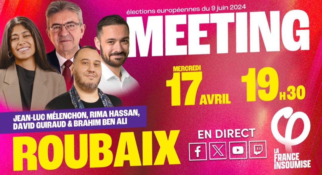 🙂
Ce soir #Mercredi17Avril 
#MeetingRoubaix 
#LaForceDeToutChanger 
#UnionPopulaire 
En direct  🕢  👇
youtube.com/live/-rDpUk9hk…