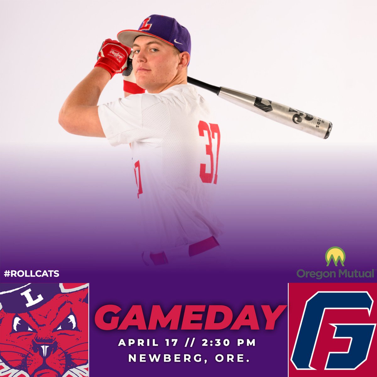 linfieldbsb's tweet photo. 𝐈𝐭'𝐬 𝐆𝐀𝐌𝐄𝐃𝐀𝐘!⚾️🟣

🆚: George Fox
⌚️: 2:30 pm
📍: Newberg, Ore.
🏟️: Curtis and Margaret Morse Athletic Fields
📺/📊: https://t.co/qN7Z97fXEo

#RollCats | #LinfieldBaseball | #d3baseball https://t.co/MiZ3W1iyzq