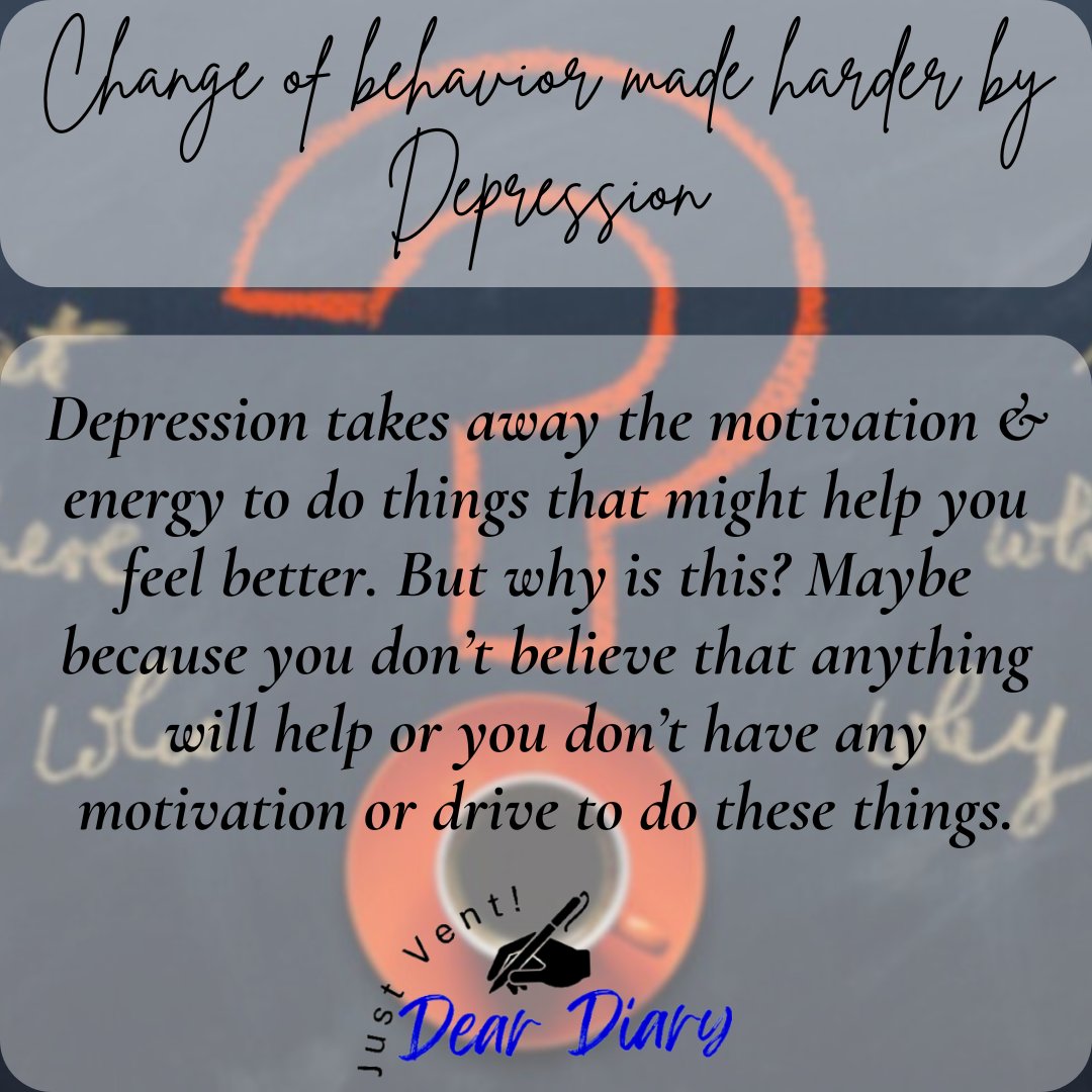 Did you know that Depression affects your behavior? #day1 #deardiaryke #solutions #mentalhealth #mentalhealthawareness #learningaboutmentalhealth #mensmentalhealth #womensmentalhealth #depression #anxiety #ADHD #adhdawareness #PTSD #ptsdawareness #affects #behavior #DidYouKnow