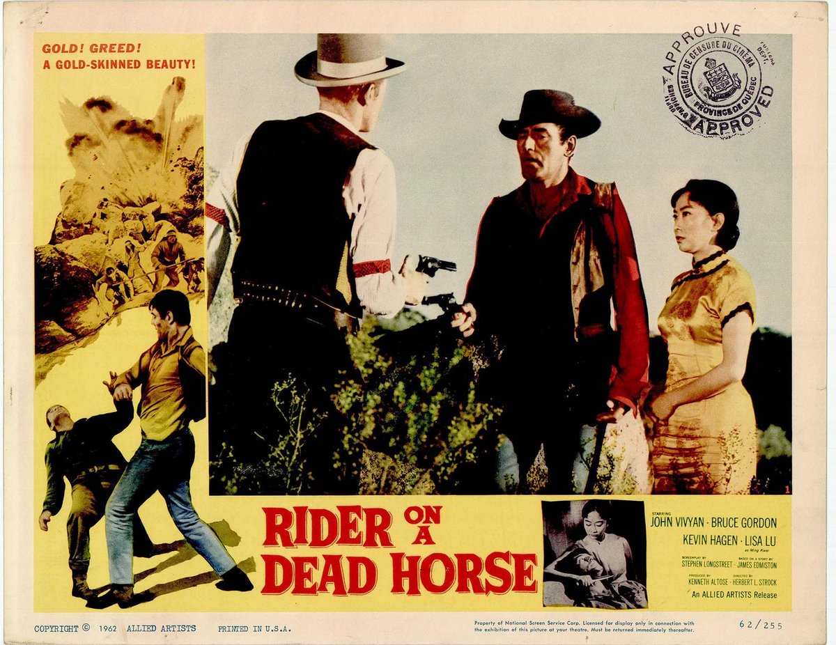 HarryHaris48861's tweet photo. Rider On A Dead Horse - 1962 Western film starring John Vivyan, Lisa Lu, Bruce Gordon and Kevin Hagen. 3 Gold prospectors bury gold in a secret location, but greed reduces that number to two. #RiderOnADeadHorse #JohnVivyan #LisaLu #BruceGordon #KevinHagen #movies #film #western https://t.co/z8sJGj3Jtn