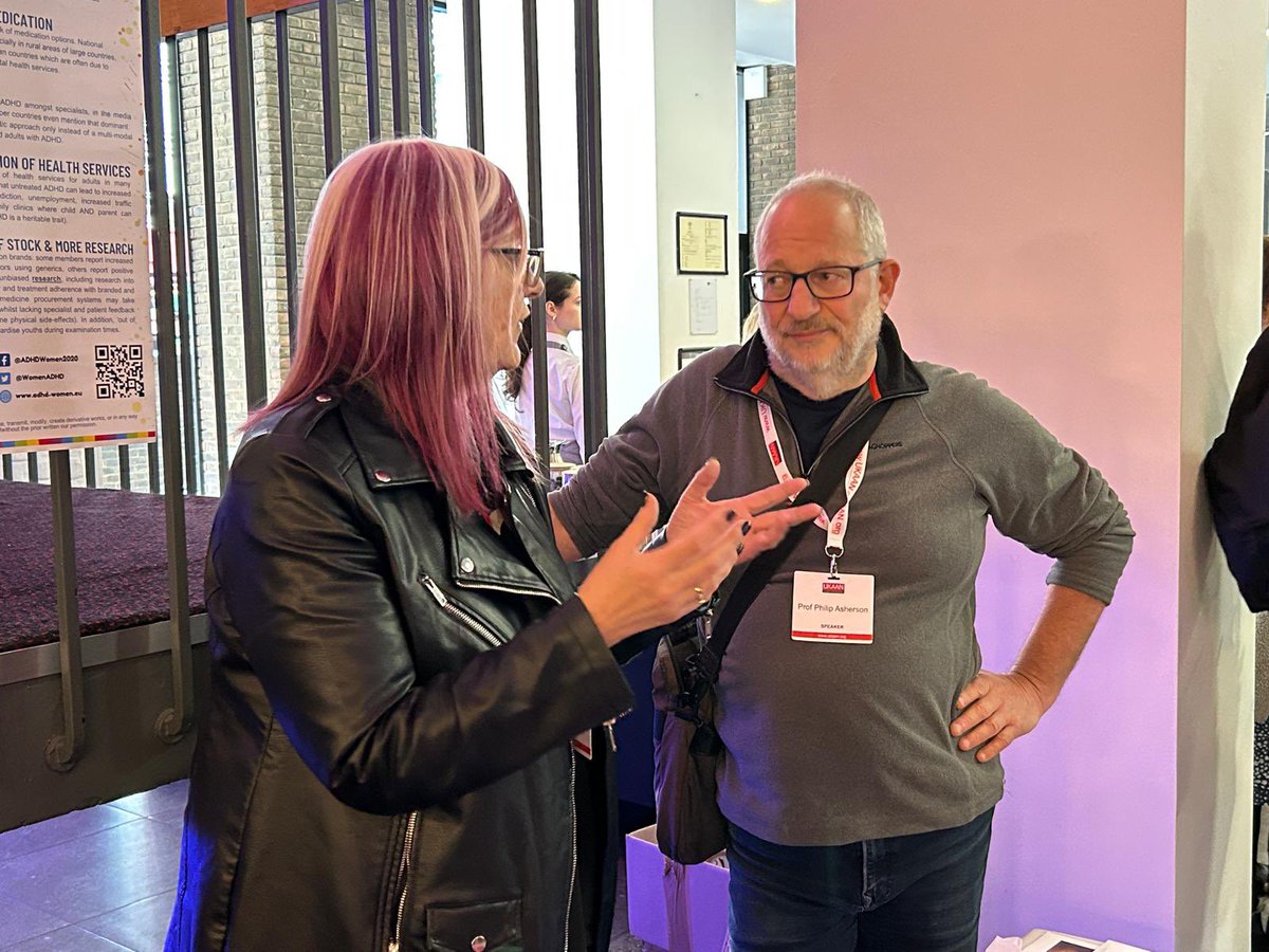 At the #UKAAN conference, Alison Clink from @ADHD_Dundee in Scotland is in discussions with Prof. Asherson who is on #ADHDEurope ´s Professional Advisory Board More info ukaan.org/philip-asherson #genetics #adhd #diagnosis #treatment #clinical #assessment #EUNETHYDIS