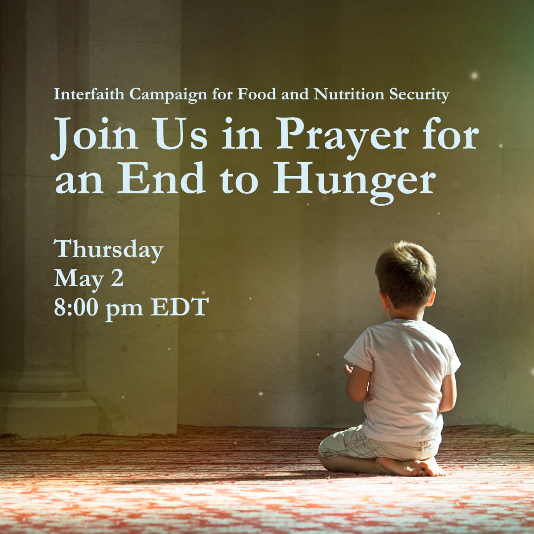 The Interfaith Campaign for Food and Nutrition Security invites you to unite in spirit and action with members of the Jewish, Muslim, and Christian faiths as we collectively commit to eradicating food and nutrition insecurity throughout the U.S. Join us: bread-org.zoom.us/webinar/regist…