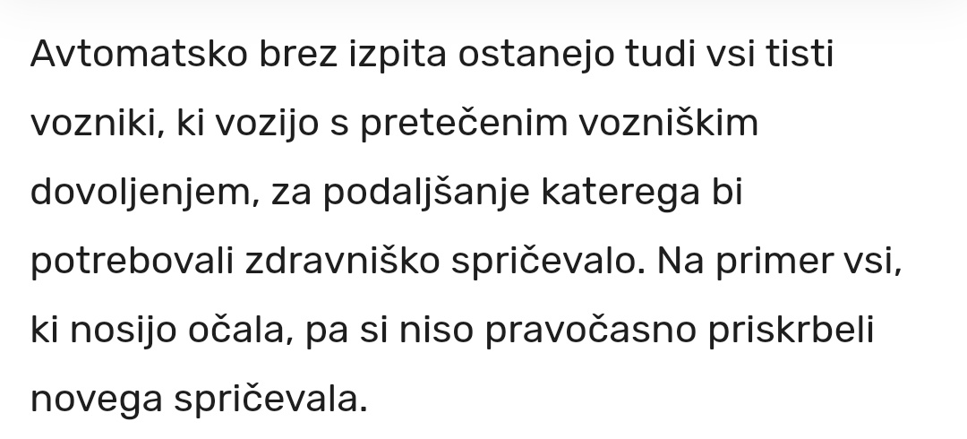 Kakšna strogost do tistih, ki so v času opravljanja izpita nosili očala. #diskriminacija 
zurnal24.si/avto/pravilo-3…