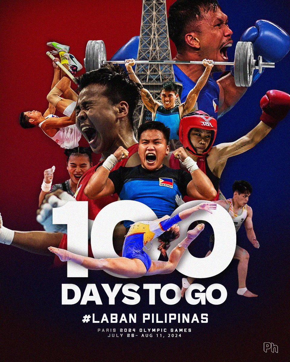 1️⃣0️⃣0️⃣ days to go until #Paris2024
1️⃣0️⃣0️⃣ years since #TeamPhilippines' 🇵🇭 very first @Olympics!

#LabanPilipinas