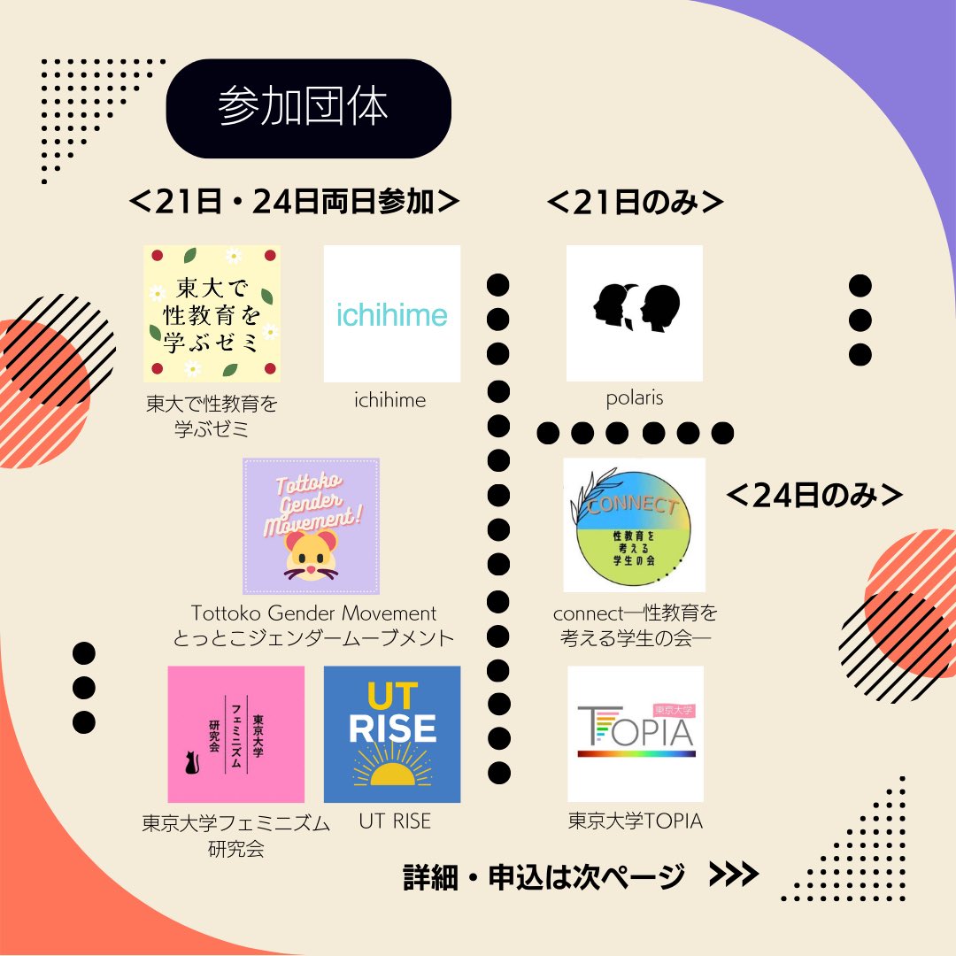 UT_RISE's tweet photo. 🌸ジェンダー関連団体合同新歓を開催します🌸

第1回　4月21日（日）20:00～21:00
第2回　4月24日（水）21:00～22:00
形態：Zoom（マイクOFFカメラOFFでもOK！）
対象：全学年（2年生以上も歓迎）

申込⏩️ https://t.co/4PWsOJPQ9k https://t.co/IfwOmlBMAj