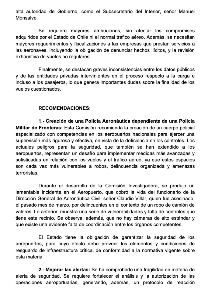 Paz_ZarateB's tweet photo. Informe de Comisión Especial investigadora de la Cámara sobre operaciones en Chile de línea aérea estatal venezolana-iraní Conviasa y eventuales actos de terrorismo (abril 2023):
deja en claro falta de preparación de Chile para prever este tipo de amenaza. https://t.co/6lx1Td5BWq https://t.co/0NjPh5RWGi