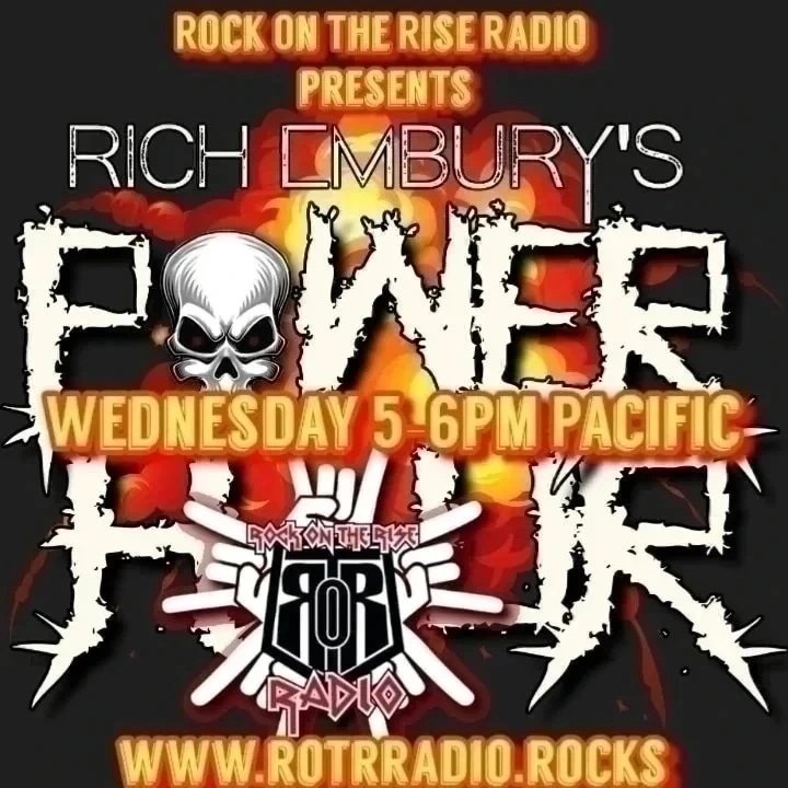 Join the awesome @richembury LIVE on @RockOnTheRise radio for the POWER HOUR! 💥Live show 5-6pm Pacific💥 👉rotrradio.rocks👈 #RockLivesHere #SoDoesMetal #ROTRArmy #ClassicRock #HardRock #Metal #humpday #wednesdayfun