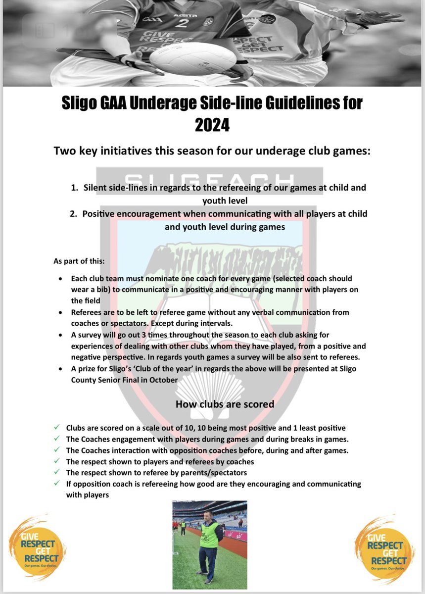 For the 2024 season @sligogaa are running a campaign for all our club teams. The two key initiatives are Silent Sideline with regards the refereeing of underage games and Positive Encouragement when communicating with all underage players. ⬇️Please find guidelines below⬇️