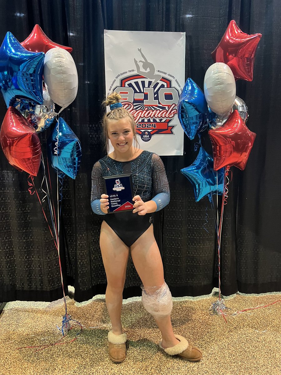 Our girl is Eastern Nationals bound!! Proud of you, Ellie Kingston!!! May 3 in Myrtle Beach 🏝️ , come out and watch amazing athletes compete. #level9 #gymnasticsandmore #region8isgreat @USAGym @ClemsonGym @Pack_Gymnastics @uncgymnastics @BGSUGymnastics @Pitt_GYM @RazorbackGym