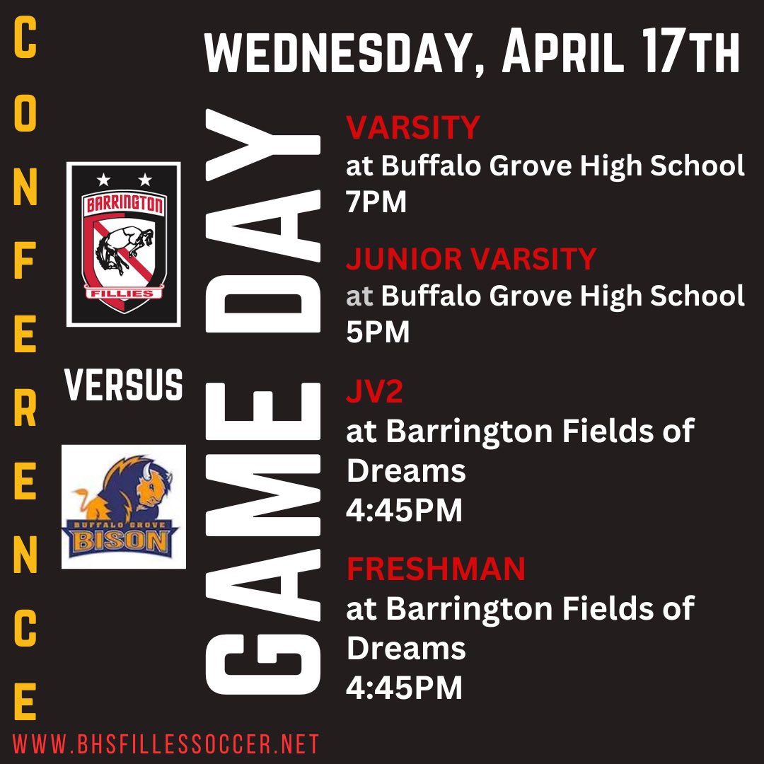 GAME DAY! ❤️⚽️🖤 Fillies challenge the Bison today! @BHS220Athletics