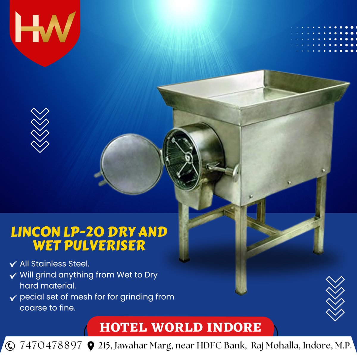 Effortlessly pulverizing both dry and wet ingredients - the Lincoln LP 20 pulveriser from Hotel World ensures culinary perfection every time.
.
.
.
#LincolnLP20 #DryAndWetPulveriser #KitchenEssentials #CulinaryMagic #HotelWorld #ChefLife #FoodPreparation #KitchenInnovation