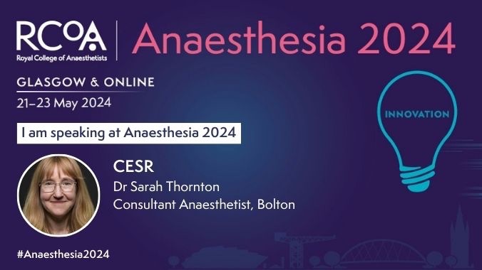 Very excited to be chairing a session and running a workshop with @a_keshkamat Ros Bacon and Phillippa Borra on CESR programmes at Glasgow Anaesthesia 2024 See you there @RCoANews # Anaesthesia2024