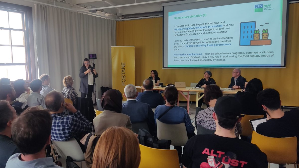 'There is an urgent need for interventions to strengthen food security and nutrition within urban and peri-urban food systems', @HilalElver presents key concepts from the upcoming HLPE-FSN report in Istambul, sparking thought-provoking discussions.🧵