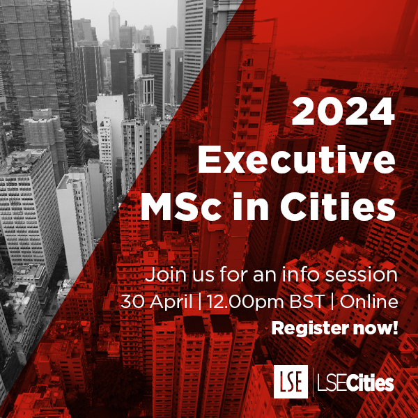 Are you looking to lead meaningful change in cities? Join an info session to learn about our #ExecMScCities, a transformative programme that will elevate your career, expand your network & help you make a tangible impact on Urban development. Sign up now🔻 lse.ac.uk/Cities/educati…