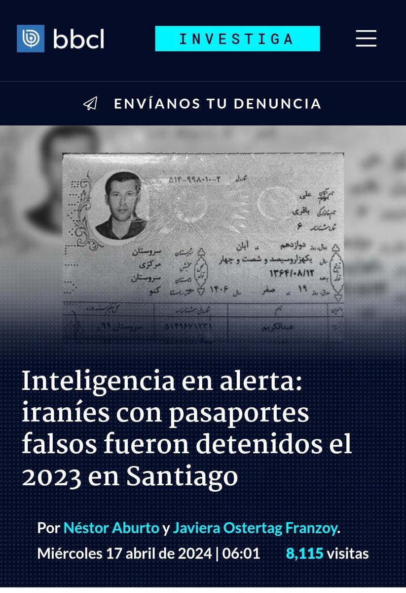 Inteligencia en alerta: iraníes con pasaportes falsos fueron detenidos el 2023 en Santiago