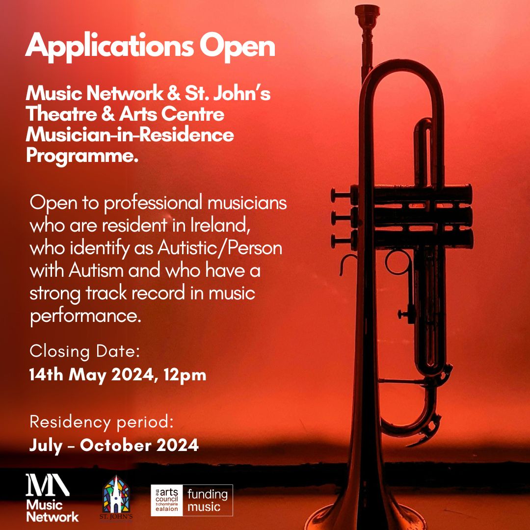 Applications are open for the Music Network and St. John’s Theatre and Arts Centre Musician-in-Residence Programme 🎻 Seeking professional musicians in Ireland who identify as Autistic/Person with Autism. 4-month residency, €8,000 bursary 💰 More info 👉loom.ly/MngvEL8