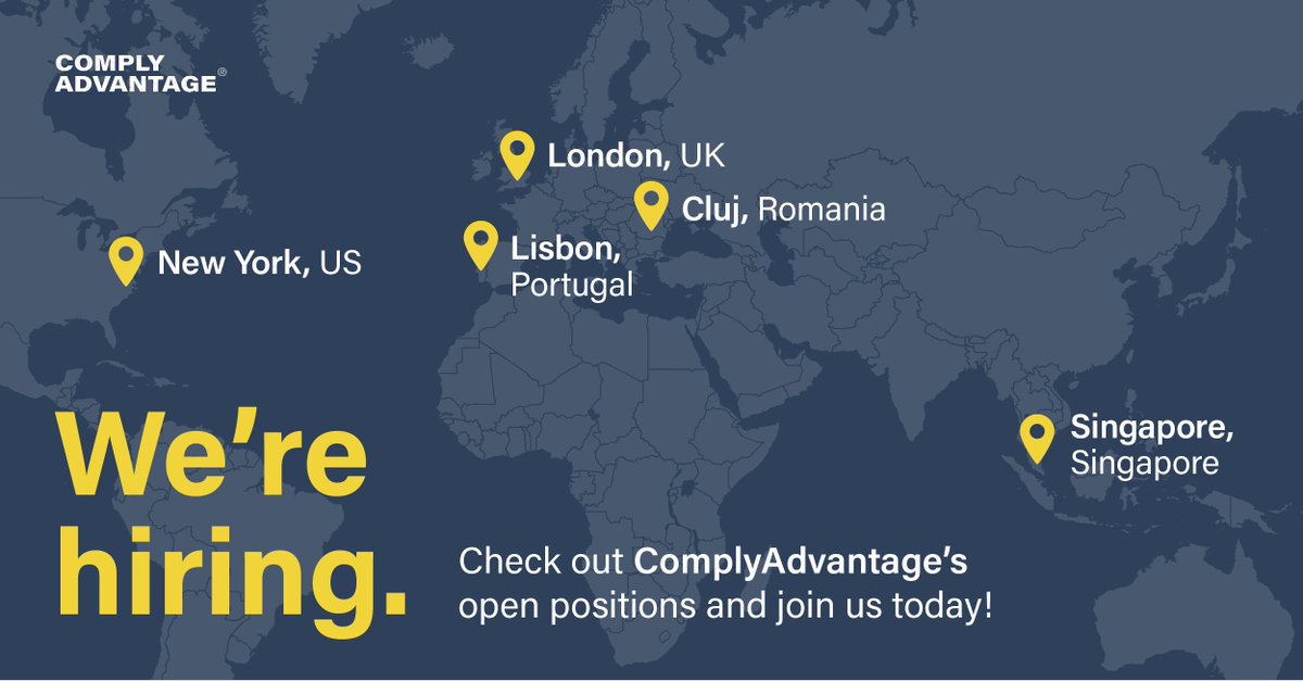 🗺️ We're hiring across all our offices from London to New York, Lisbon, Cluj, and Singapore. Join us in our mission to tackle and neutralize the risks of money laundering, terrorist financing, corruption, and other global financial crimes. 👉 okt.to/KhcGyj