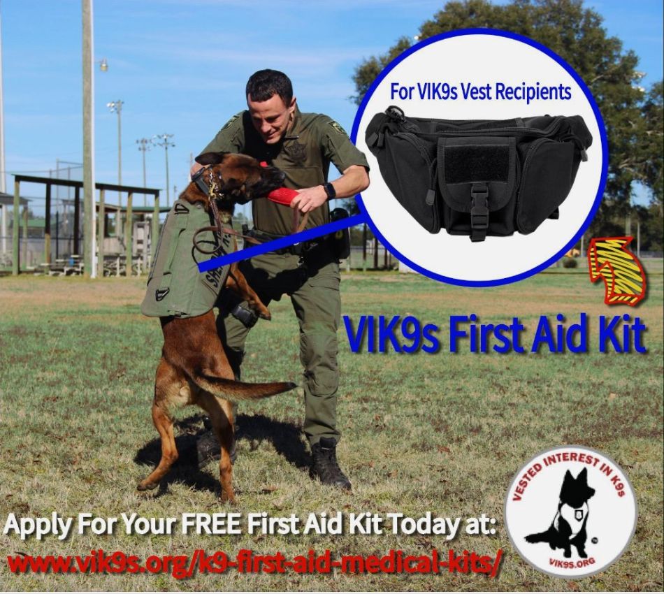 ATTENTION #VESTEDINTERESTINK9s #FAMILY:
APPLY FOR YOUR #FREE #FIRSTAID KIT TODAY!

If you've been #vested by #VIK9s, make sure you get your free first aid #medical kit!
Make sure you and your #k9 are protected in the #lineofduty. Apply today at:
vik9s.org/k9-first-aid-m…