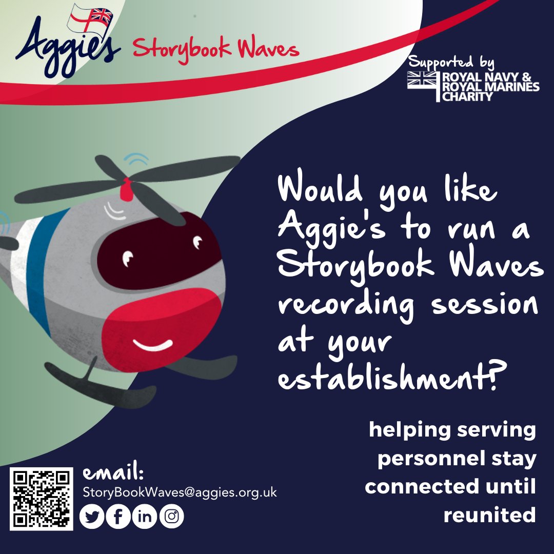 Would you like a Storybook Waves recording session run at your establishment? Contact Storybookwaves@aggies.org.uk or the Aggie's pastoral worker at your unit. 

@RNASYeovilton @RNASCuldrose @815NAS @825NAS @845NAS @845NAS @847NAS @820NAS