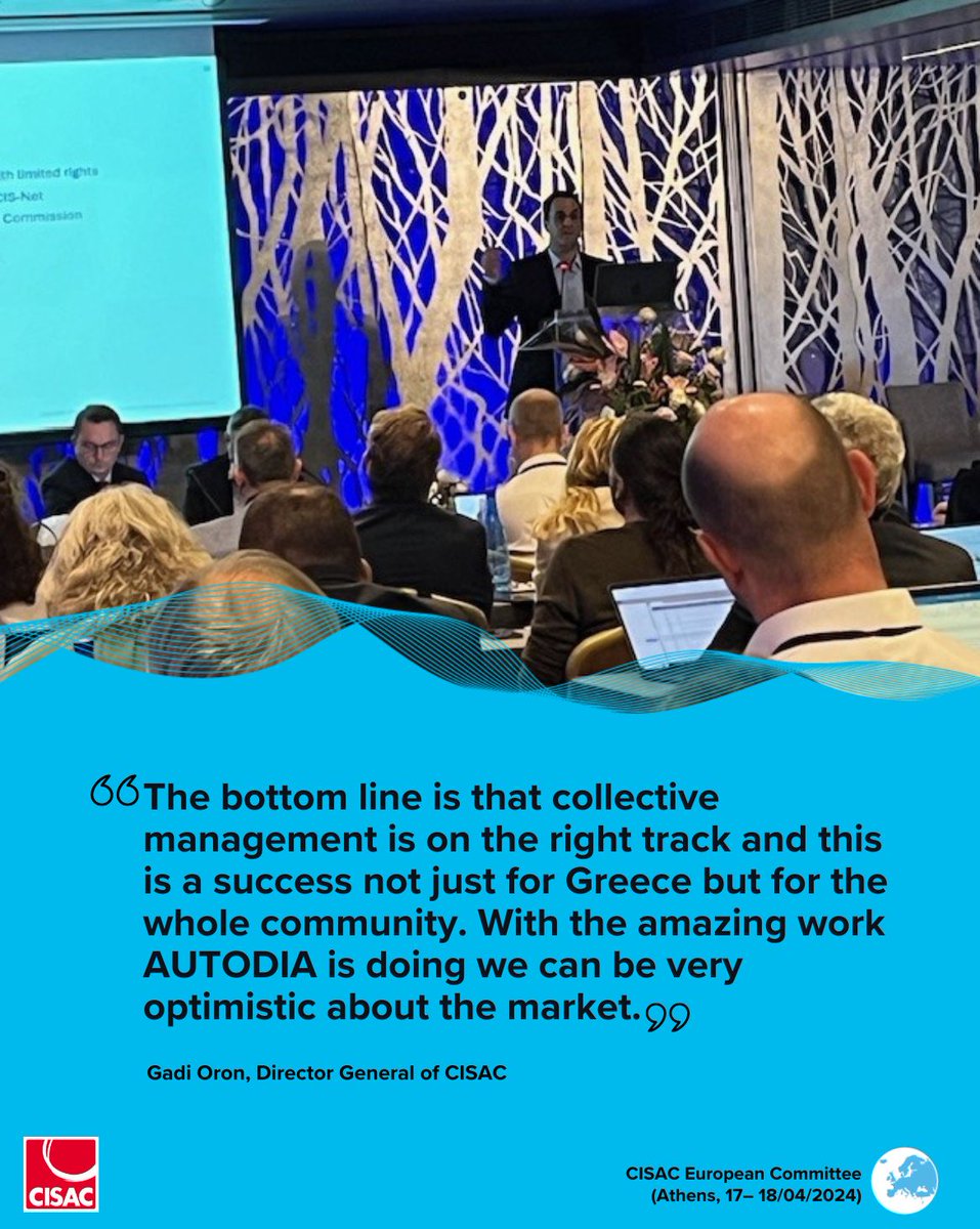 CISAC DG Gadi Oron laid out the organisation’s global priorities at the European Committee in Athens, but first paid tribute to hosts AUTODIA for rebuilding a collapsed market for creators’ royalties.