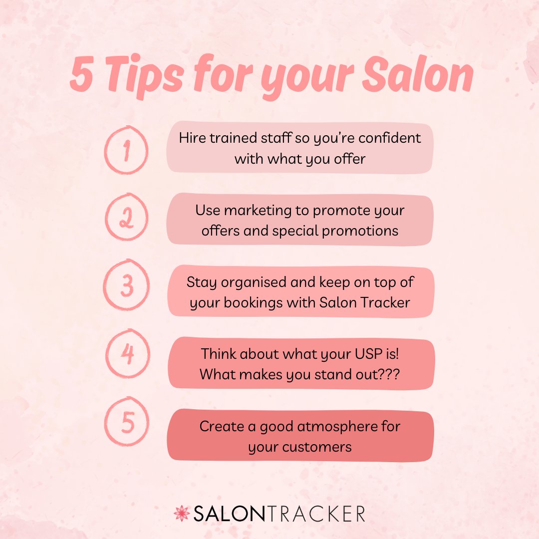 Our latest blog is up!

Find out more about how you can make your business the best it can be with our 5 essential tips for running a successful salon.

#salontrackersoftware #salontracker #newblogpost #newblog #ourtoptips #5tips #successfulsalon #salontips