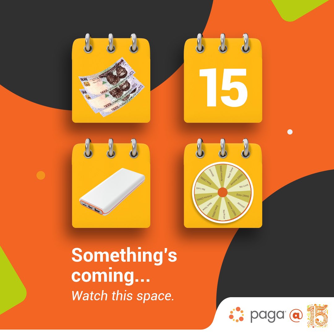 paga's tweet photo. To mark our 15th year anniversary in grand style, we've got something special in store.
Can you guess what it is?
#MyPaga #Pagaat15 #Makinglifepossible #JustPagaIt #NewPossibilities https://t.co/wdSxSHqh9a