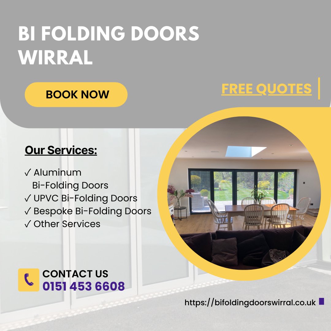 BiWirral's tweet photo. This week, Bi Folding Doors Wirral focused on creating harmonious indoor-outdoor spaces for our customers. Contact 0151 453 6608 or visit https://t.co/X5vv6iVLmg for details and a FREE quotation.

#wirral #aluminumbifoldingdoors #upvcbifoldingdoors #bespokebifoldingdoors https://t.co/Ff0M7rXbkz
