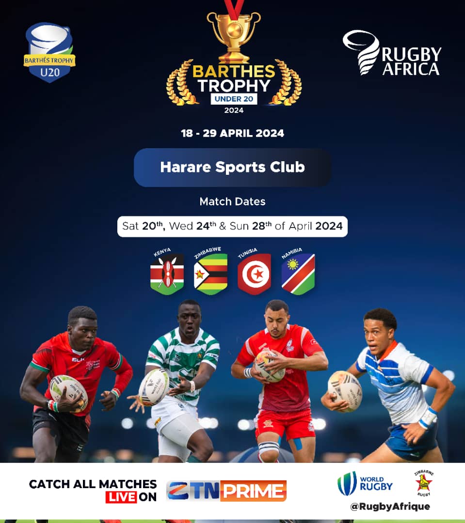 It's 3 days to go until the 2024 U20 Barthes Trophy. Catch all the action live on #ZTNPrime #DSTV294 and Zimpapers TV Network social media pages from the 20th to the 28th of April 2024 as Zimbabwe🇿🇼 battle it out against Kenya🇰🇪,Tunisia🇹🇳 and Namibia🇳🇦.