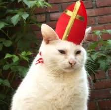 Counter meme: cat with mitre.