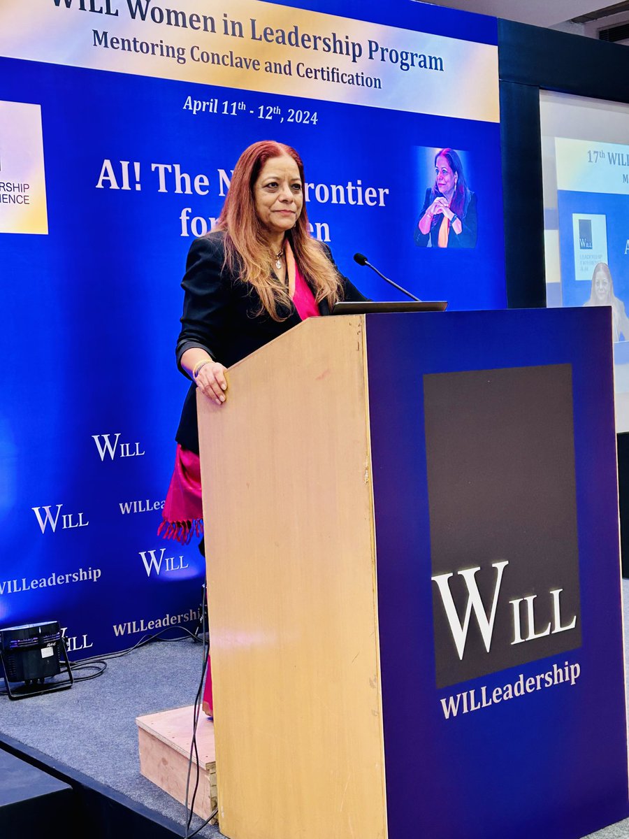 Giving the keynote address on #AI!  The Next Frontier for #Women!  , at IIC #NewDelhi -#WomenInLeadership .  #Datadriven Decision making; #GenAI