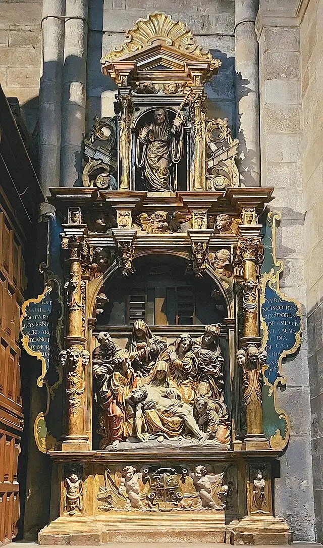 Danlle estrañesa os cantares, danlle de chorar deseios, i, os ollos de bágoas cheios, pensa nos nativos lares. -Rosalía de Castro,s.XIX #art Retablo de la Quinta Angustia Catedral de Orense,1550-57 -Maestro de Sobrado Pleno de dramatismo y calidad escultórica @calleiro11 Click👇