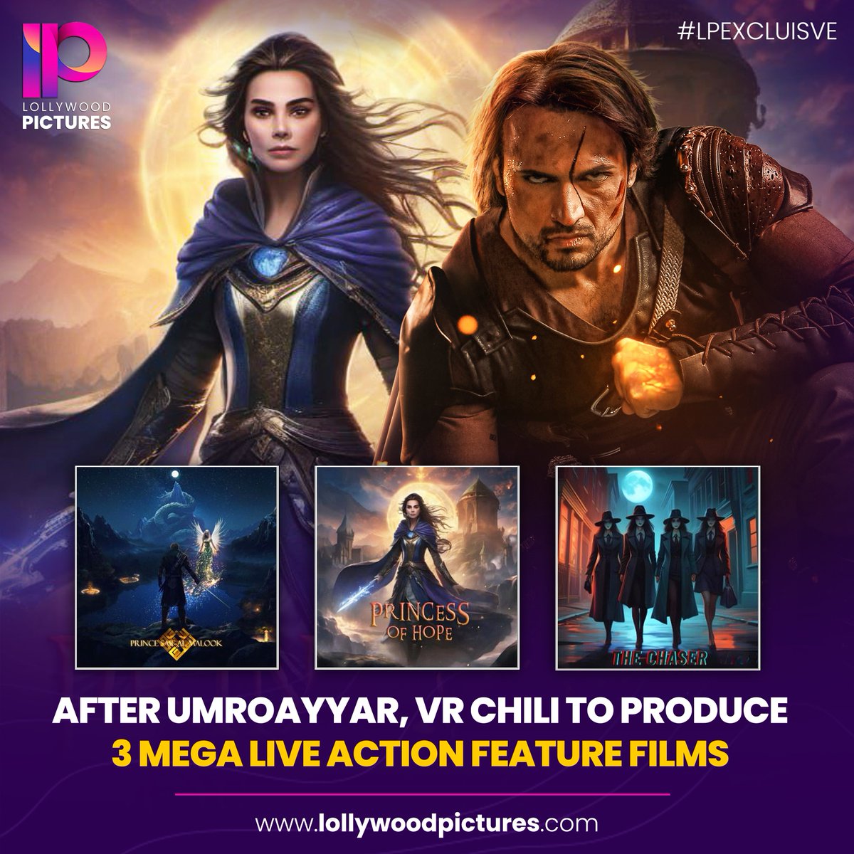 Big news for Pakistani cinema!

VR Chilli Productions, producers of 'Umro Ayyar', is making three live-action feature films based on the legendary Prince of Egypt, #SaifAlMalook'. The films are titled #PrinceSaifAlMalook, #ThePrincessofHope, and #TheChaser.