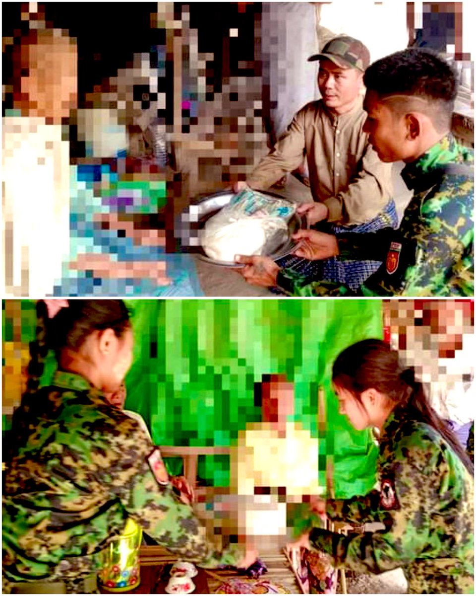 The Soldiers of No.11 Battalion ,No.1 Military Region of #Yinmarbin District of MOD, NUG visited & paid respect and donated to over 70 year old 112 elderly people on Burmese New Year April 17.
#WhatsHappeninglnMyanmar 
#2024Apr17Coup