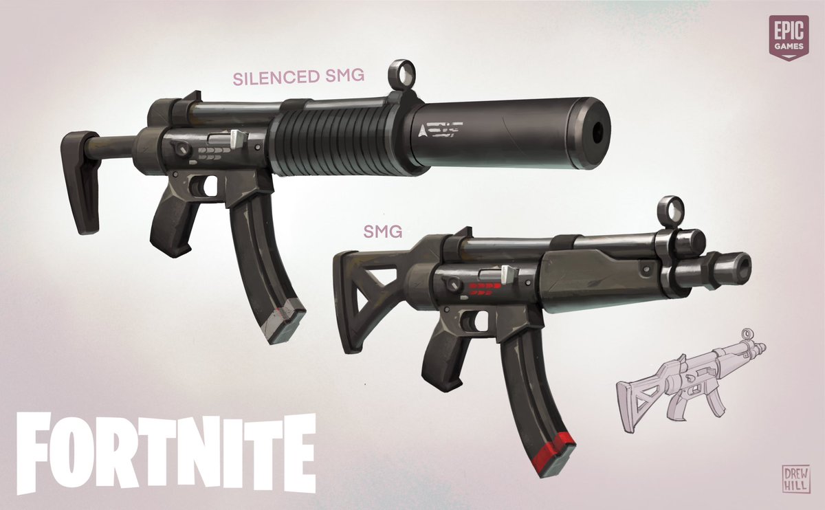 Nerf gun based on the silenced SMG I designed for Fortnite #fortnite #conceptart #FortniteArt