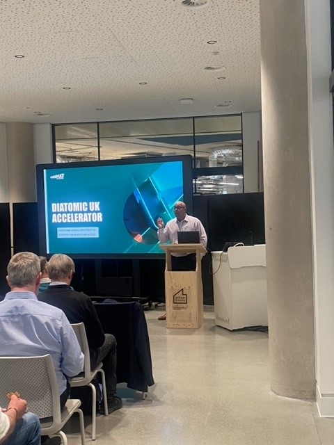 We're at the Diatomic Digital Solutions Showcase where we will be hearing from the incredible SME's supported by the Diatomic Accelerator. We are excited to hear about the different projects and can't wait to share the amazing things that have been achieved. #DiatomicAccelerator